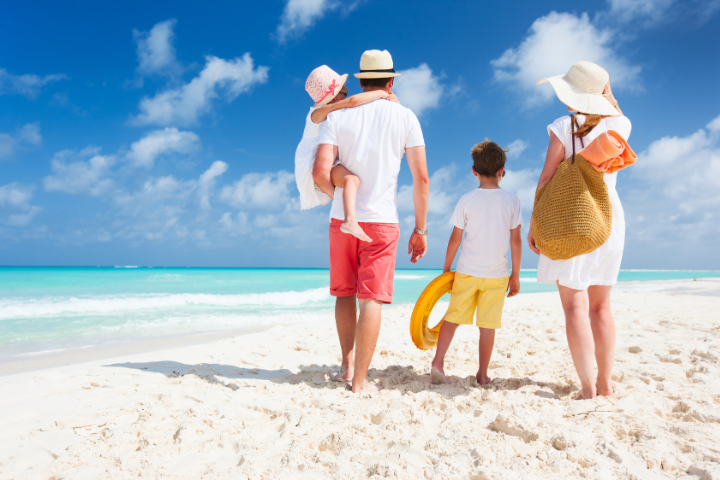 Family Walking on Beach
