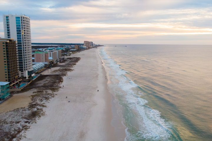 Gulf Shores Beach and Ocean From Above